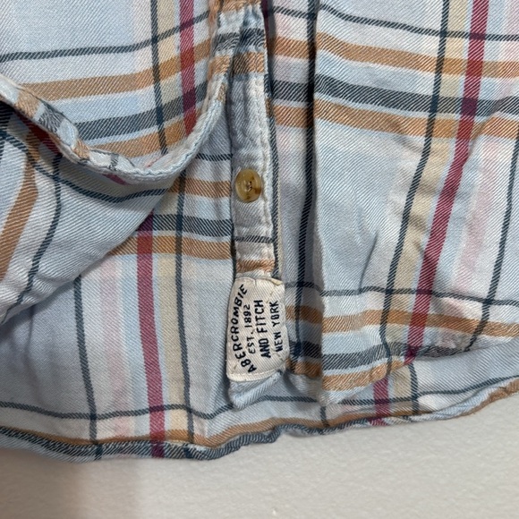 Y2K Abercrombie & Fitch Moose Logo Plaid Button Down - Picture 3 of 5